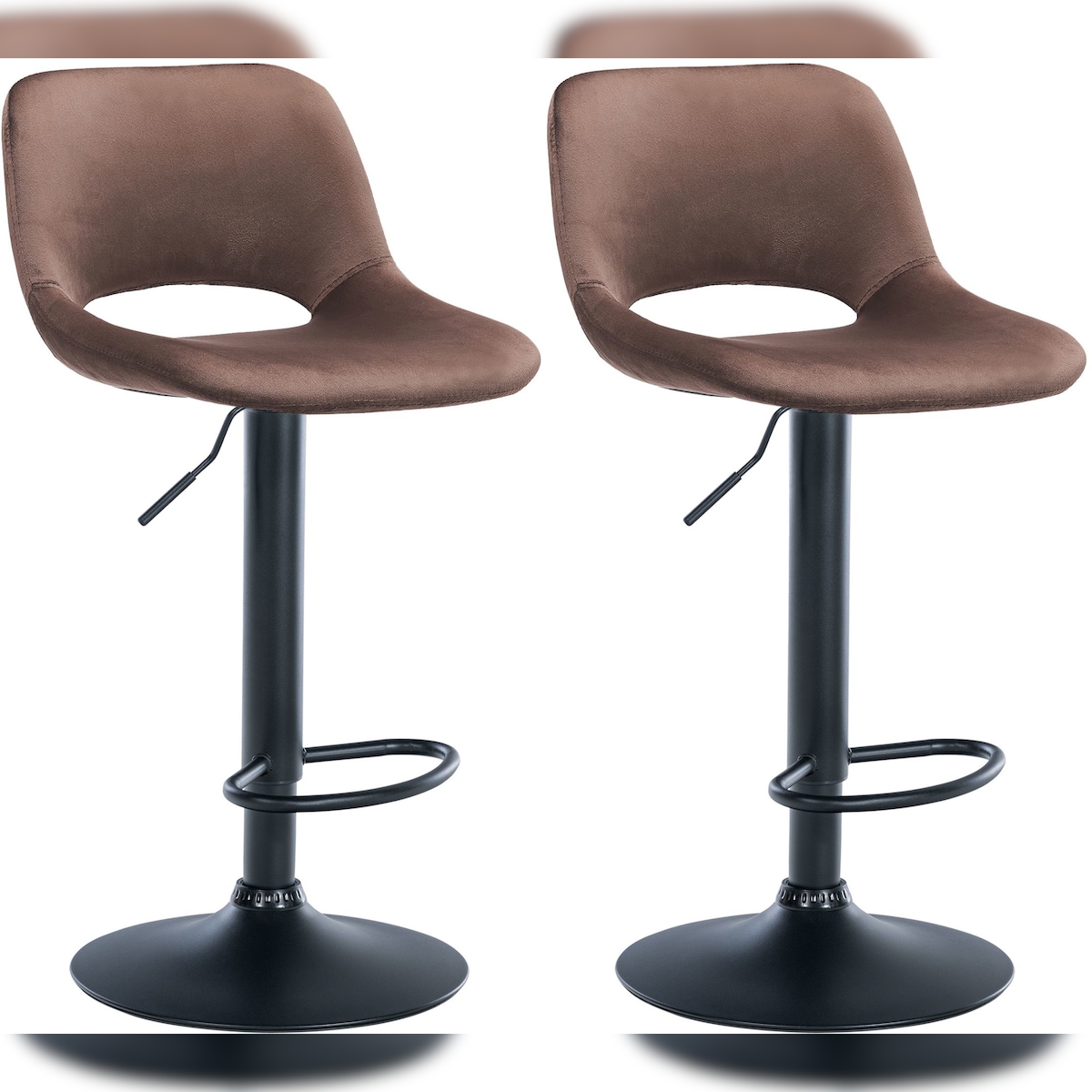 Proregal CHEFGASTRO 2er Set Barhocker ACAPULCO Samt Schwarz HxBxT 86x42x46cm Samt Braun Barstuhl Image