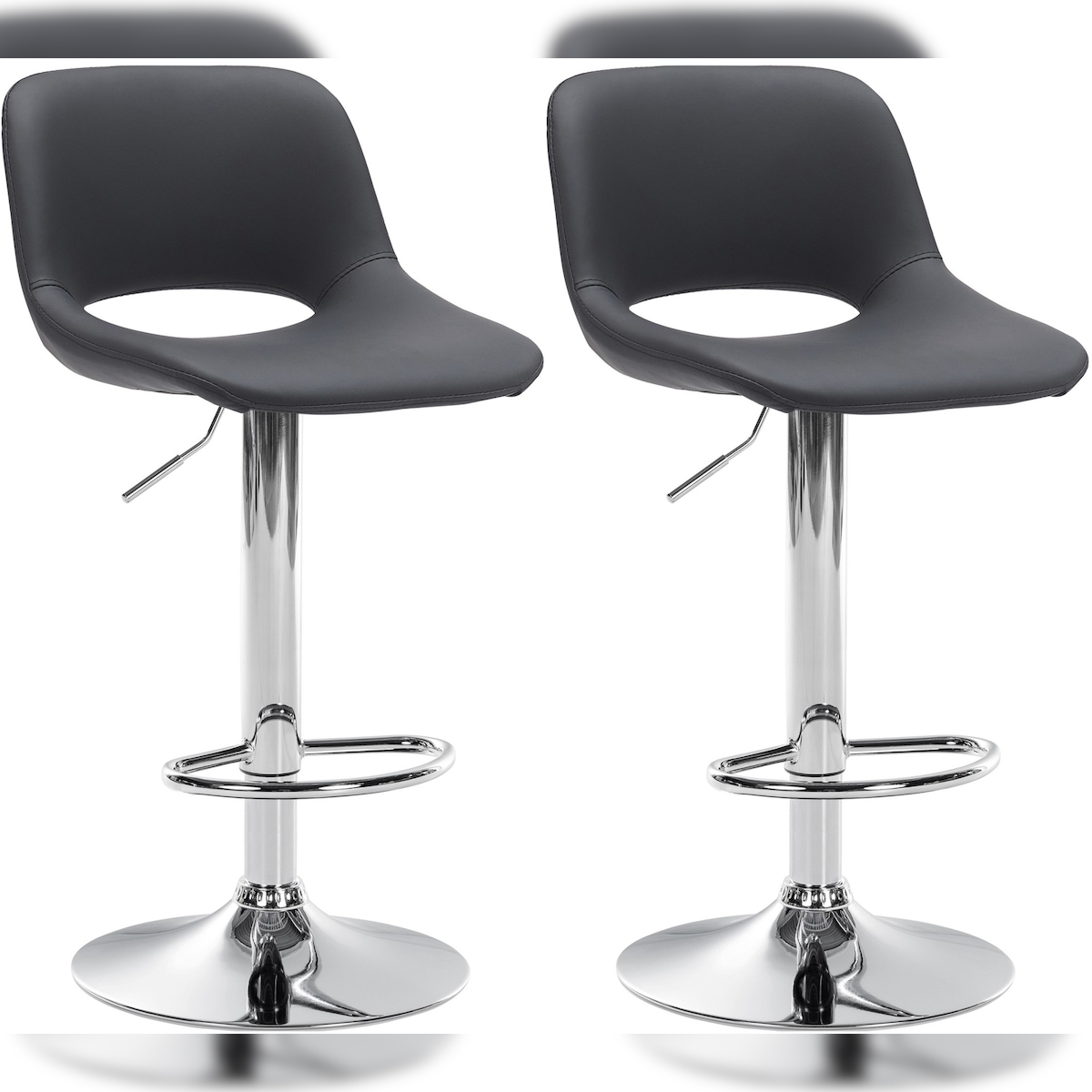 Proregal CHEFGASTRO 2er Set Barhocker ACAPULCO Kunstleder Chrom HxBxT 86x42x46cm Kunstleder Schwarz Barstuhl Image