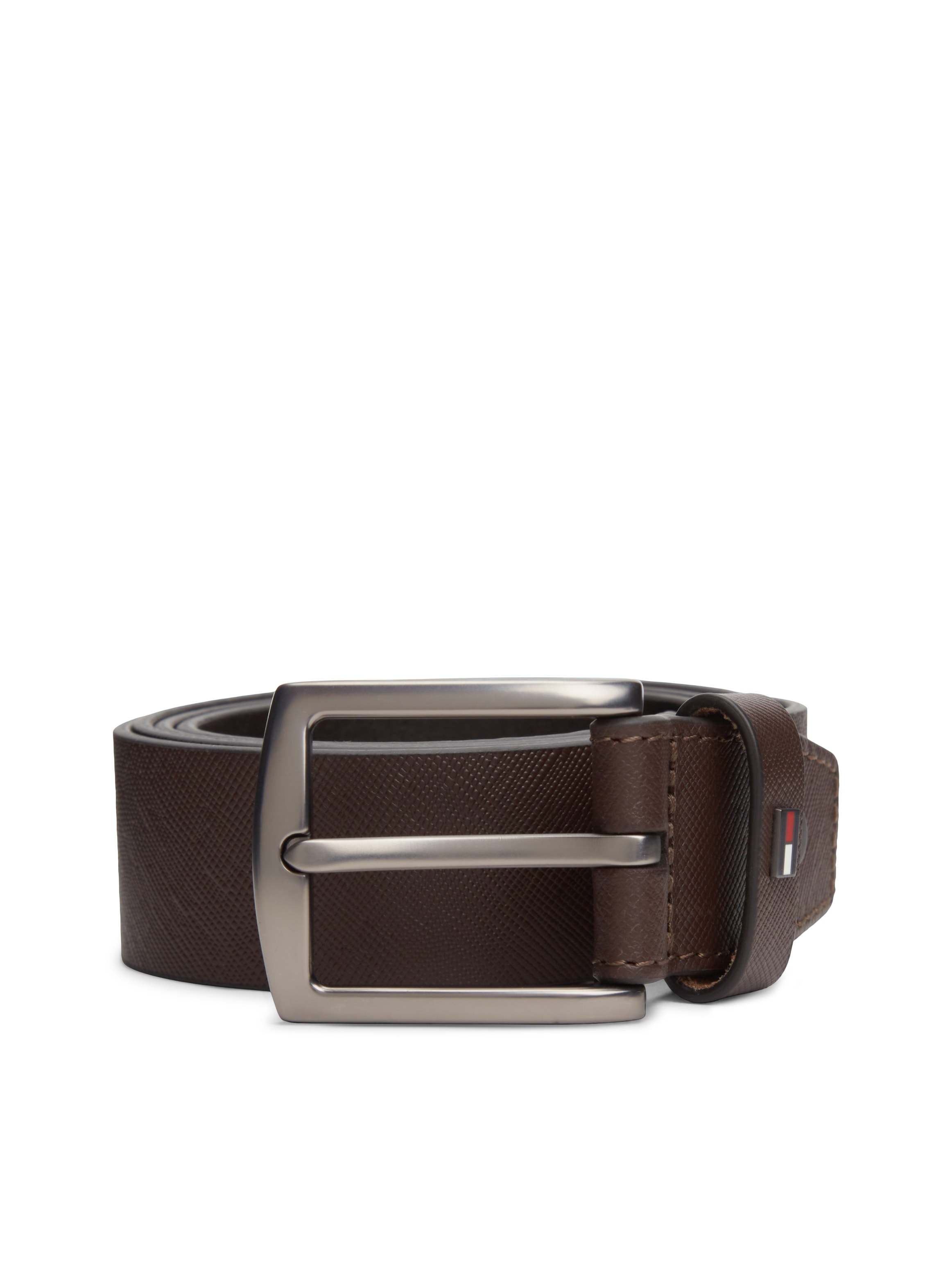 Ledergürtel TOMMY HILFIGER "DENTON 3.5 cm breit", Herren, Gr. 11,5, coffee bean, Web, Rindsleder, Gürtel Ledergürtel, Größenverstellbar