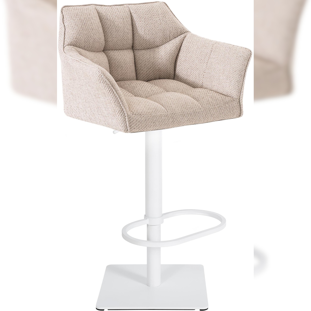 Proregal CHEFGASTRO Barhocker PHILADELPHIA Weiß Stoff HxBxT 88x64x45cm Stoff Elfenbein Barstuhl Image