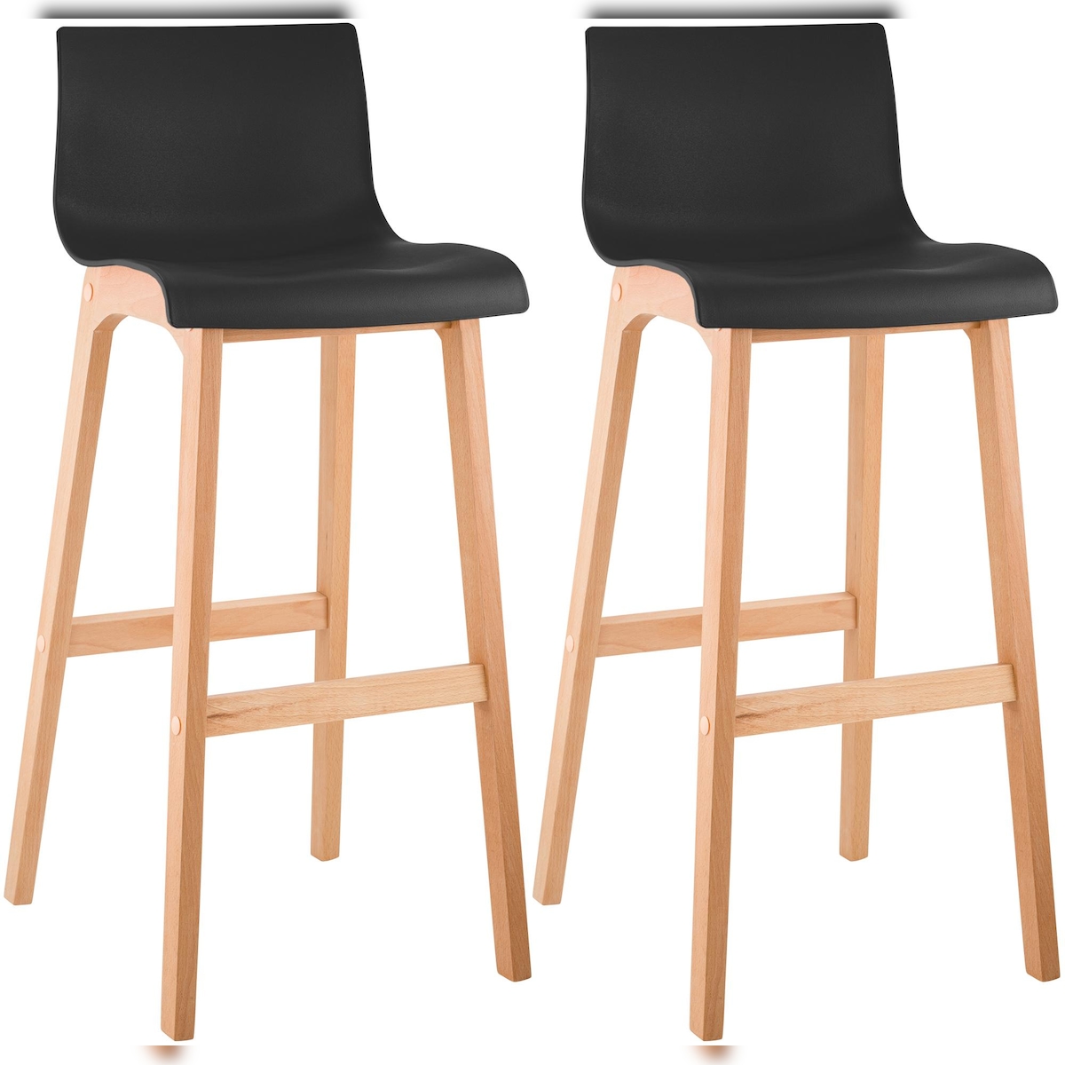 Proregal CHEFGASTRO 2er Set Barhocker MAUI Natura HxBxT 102x41x46cm Holz Schwarz Barstuhl Image