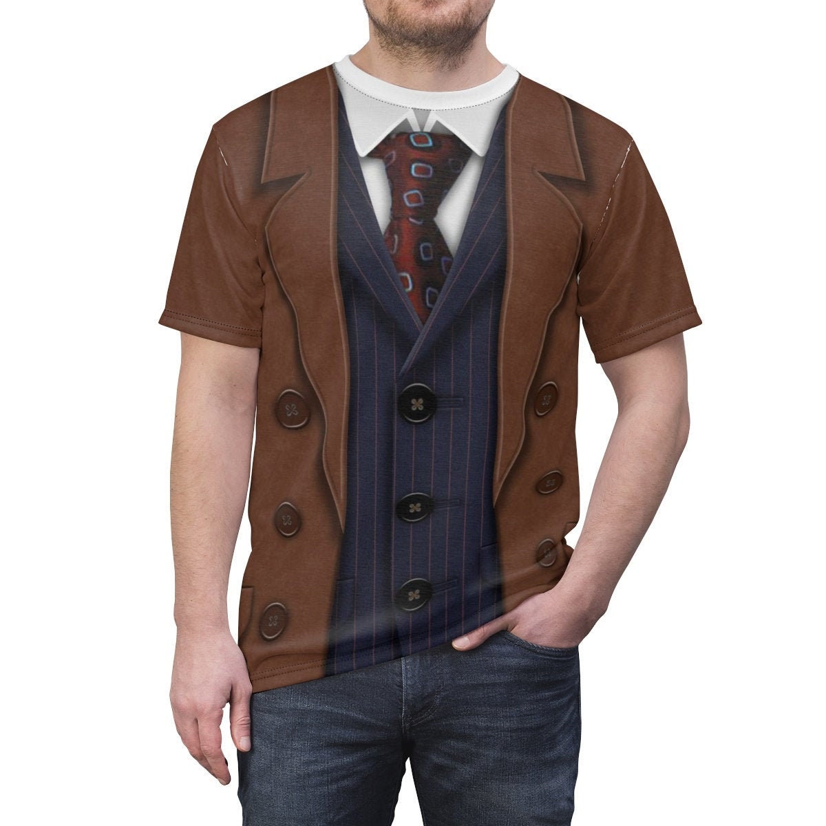 Zehnter Doktor Shirt, dünner Mann, Kostüm, Sci-Fi Serie Cosplay, 90er Jahre Filmklassiker, Retro Films Fan Geschenk