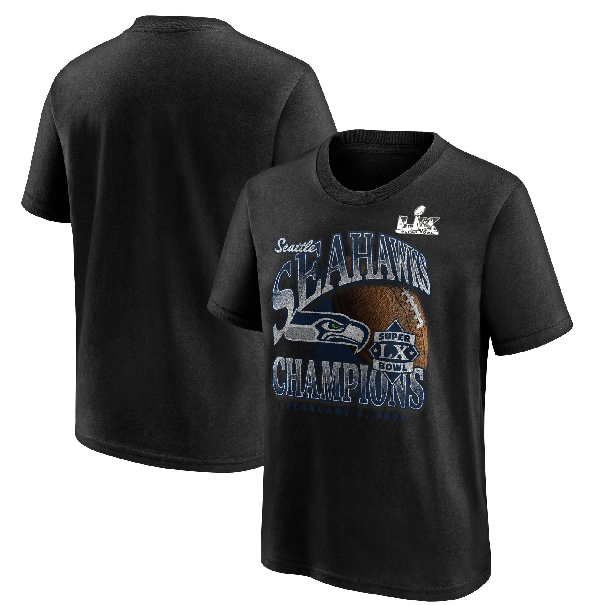 "Seattle Seahawks LX Historic Win Super Bowl Champions T-Shirt - Schwarz - Jugendliche" Image