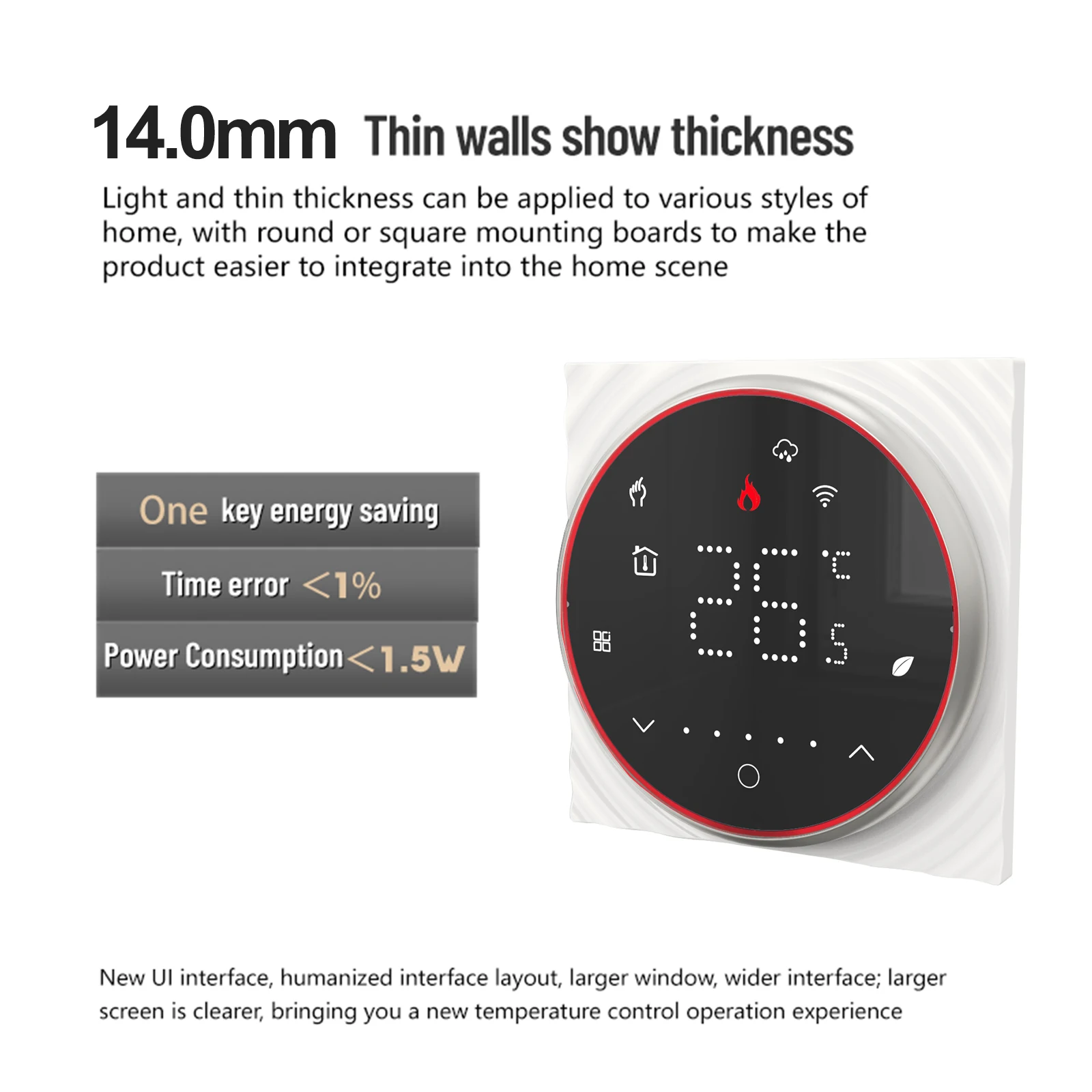 Smarter Tuya WiFi-Thermostat mit Sprachsteuerung, 5A Digitaler Fußbodenheizungsregler mit Dimmbarer Lichtfarbe für Wasserheizung Image