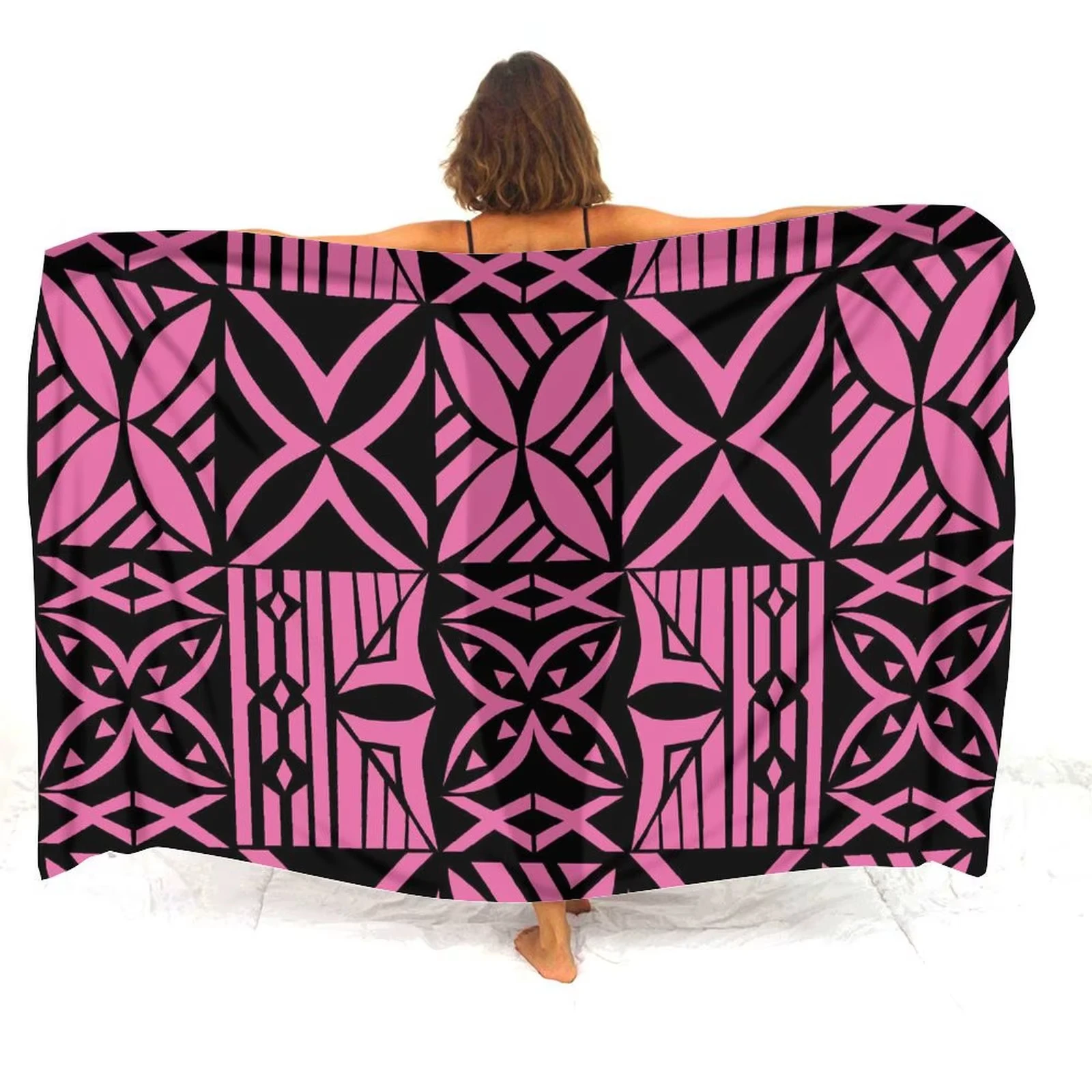 Einteiliges Sport-Strandtuch im böhmischen Stil, bequemes Strandtuch, polynesisches samoanisches Stammes-Samoanisches Totem-Tattoo-Sarong Image