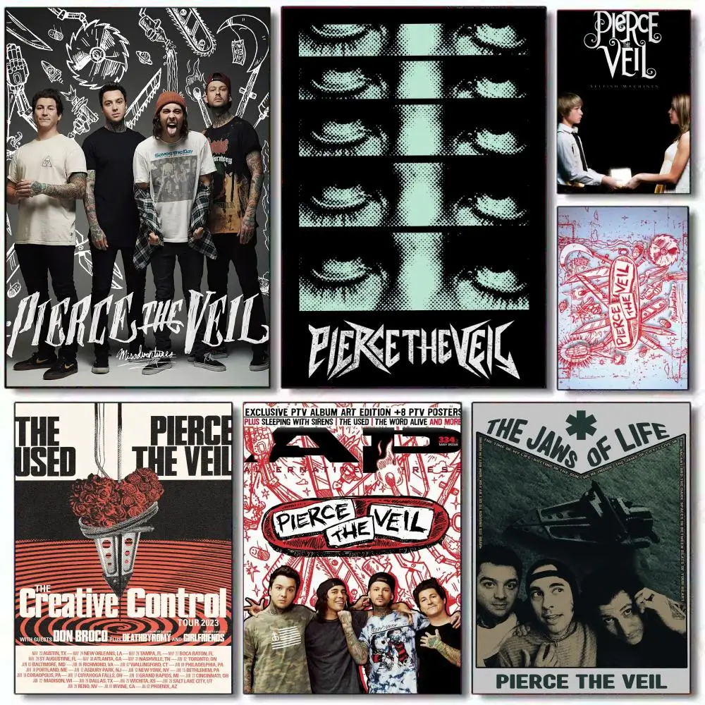 Poster HD PVC selbstklebende Wandkunst – wasserdicht wiederverwendbar für Home Office Cafe P-Pierce The Veil Band Collide With The Sky Image