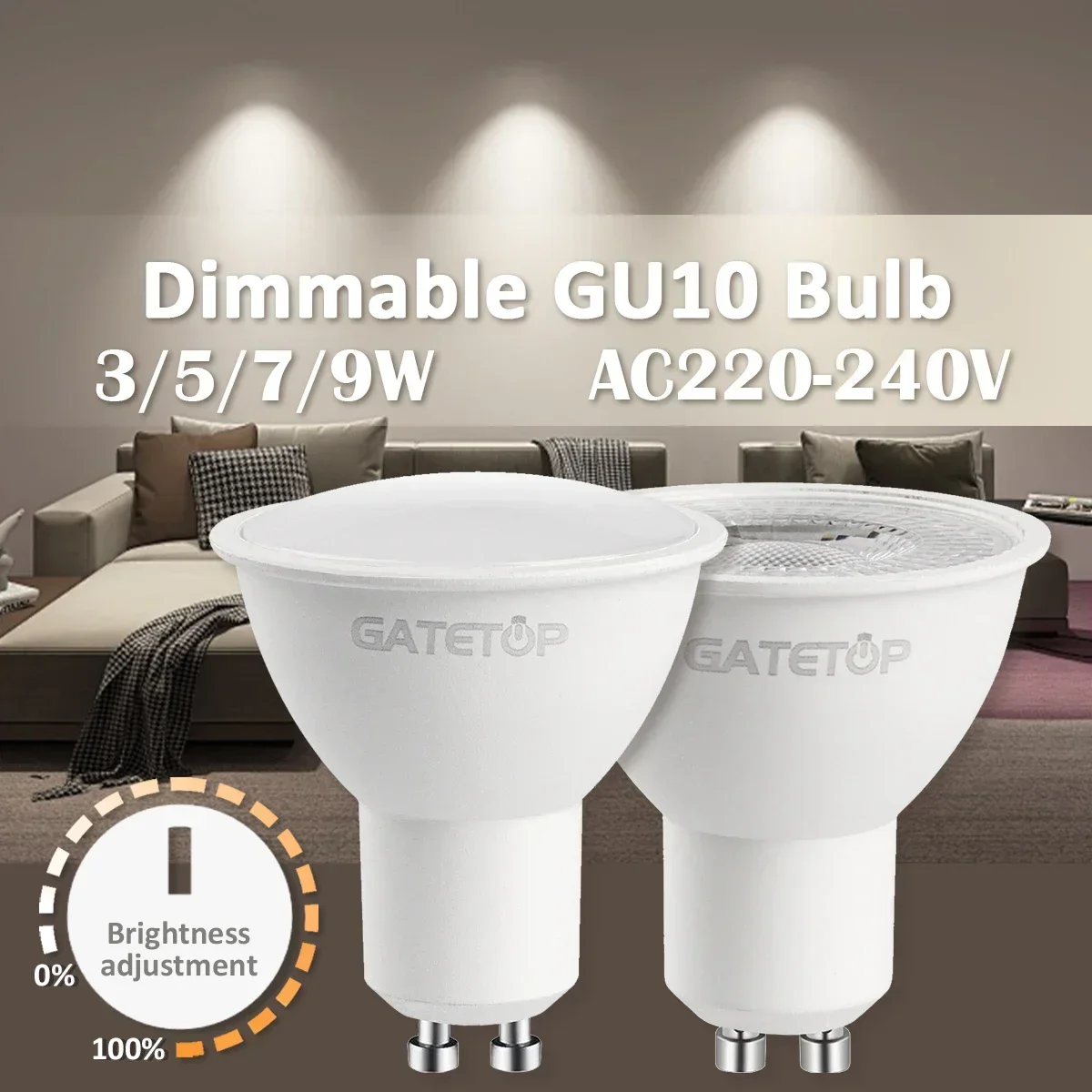 8 Stück GU10 LED-Lampen, dimmbar, warm, kalt, weiß, 50 W, gleichwertig, 5 W, 7 W, 9 W, Schienen-Glühbirne, Spot-Glühbirne für Einbauleuchten