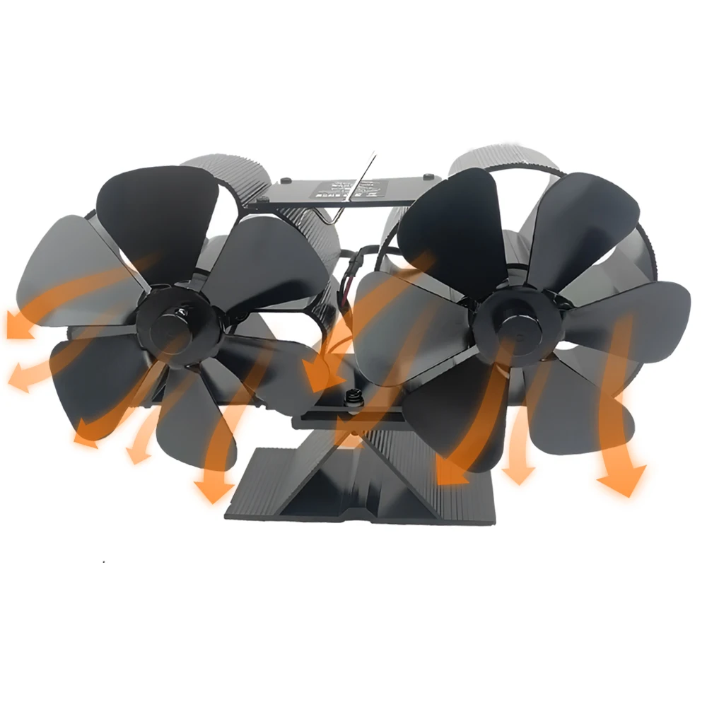 Holzofen lüfter wärme betriebene Dual-Silent-Motoren 6 Flügel nicht elektrischer wärme aktivierter Kamin lüfter mit Halterung perfekt