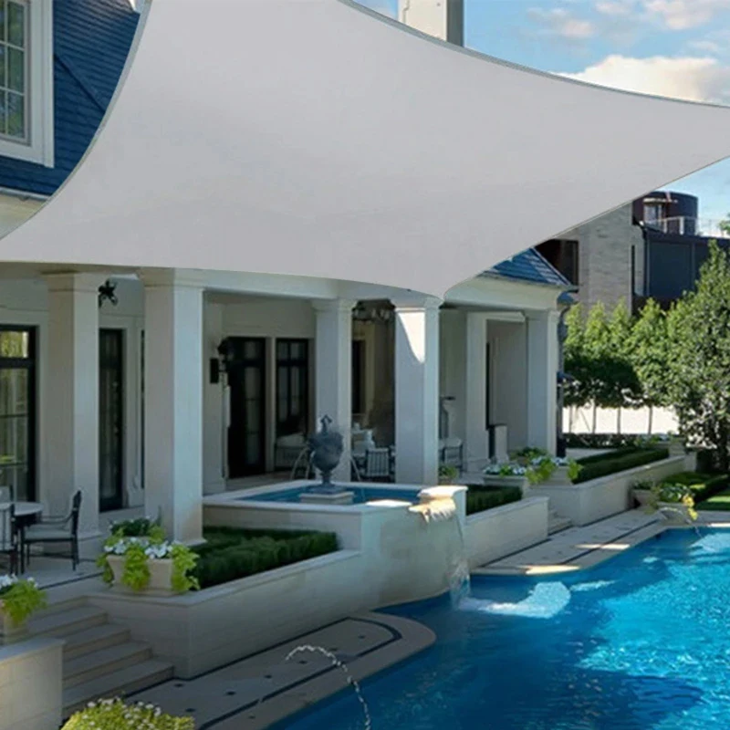 Wasserdichte Sonnenschutz-Segelmarkise für den Außenbereich, Polyesterfaser, grau-beige, verwendet für Garten, Innenhof, Camping, Schwimmbad, Carport Image