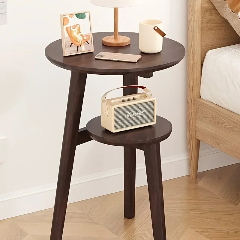 Kleiner Bambustisch, kleiner Couchtisch, Sofa-Seitenschrank, kleiner runder Tisch aus Massivholz, beweglicher Wohnzimmer-Beistelltisch Image