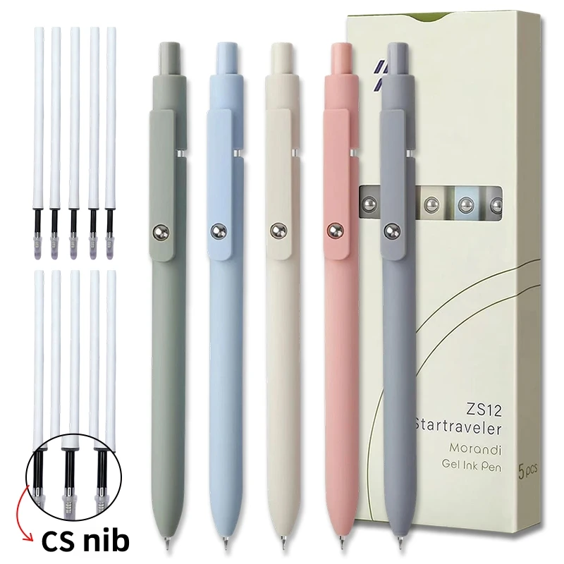 5 Gelstifte + 10 Ersatztinten, schwarze Tintenstifte mit 0,5 mm feiner Spitze, langlebig und langlebig, bequemer Griff und sanftes Schreiben, die beste Wahl für den Schreiben und den Bürogebrauch Image