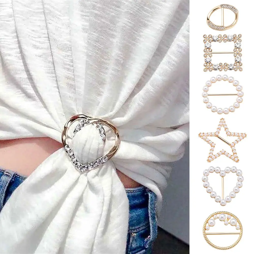 Mode Kleidung Ecke Saum Perle geknotete Schnalle Ring Seide Schal Schnalle Hemd Saum T-Shirt weibliche Kleidung festziehen dekorativ Image