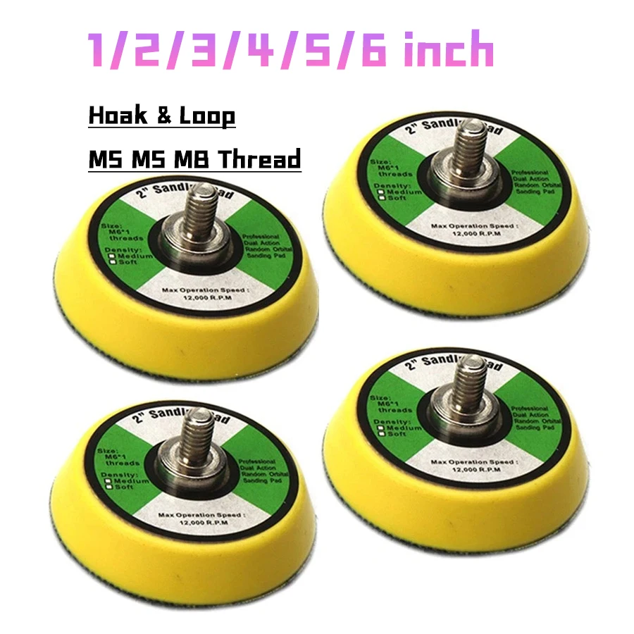 Tampone abrasivo per lucidatura con gancio e anello Levigatrice pneumatica Strumento di supporto Disco 1/2/3/4/5/6 pollici M5 M6 M8 Filettatura 25/50/75/100/125/150mm