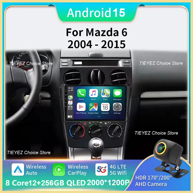 Android 15 Für Mazda 6 2002 2003 2004 2005 2006 2007 2008 Multimedia Auto Player Navigation GPS Radio Carplay Navi Kamera RDS