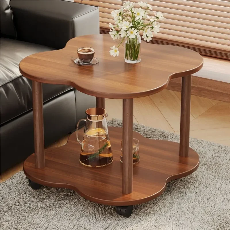Kleiner Tisch, seitlich mehrere abnehmbare kleine runde Tische, Couchtisch, Wohnzimmer, Haushalt, kleine Wohnung, Nachttisch, Regal