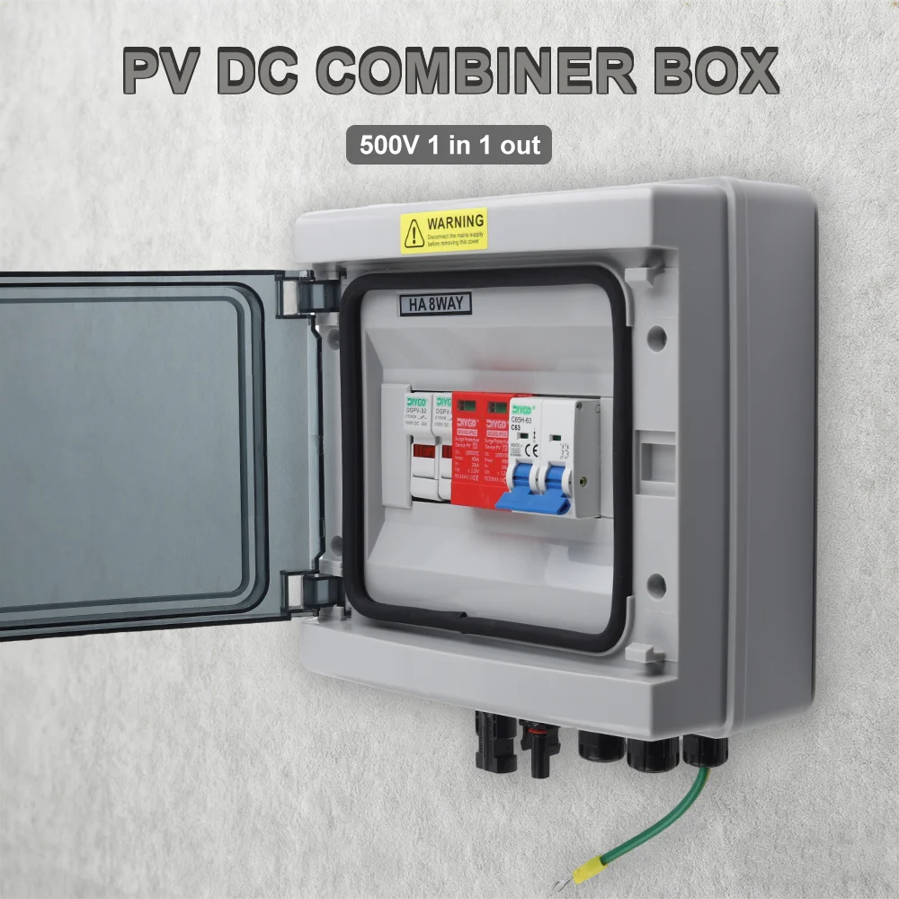 Solar PV DC Combiner Box 500 V 1 In 1 Out IP65 Wasserdicht Staubdicht Outdoor Elektrische Box Mit Blitzschutz SPD sicherung MCB Image