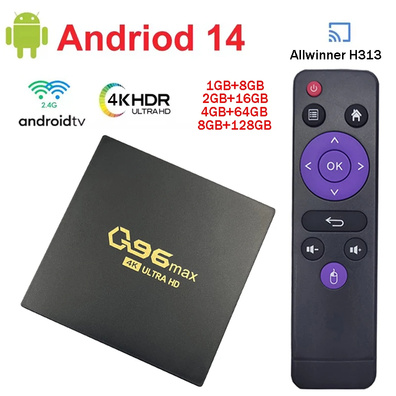 Android 14 TV Box Q96 Max 8 GB 128 GB NO BT Allwinner H313 Quad Core 4G WIFI Remote Media Player 4K Set Top Box IPTV Image