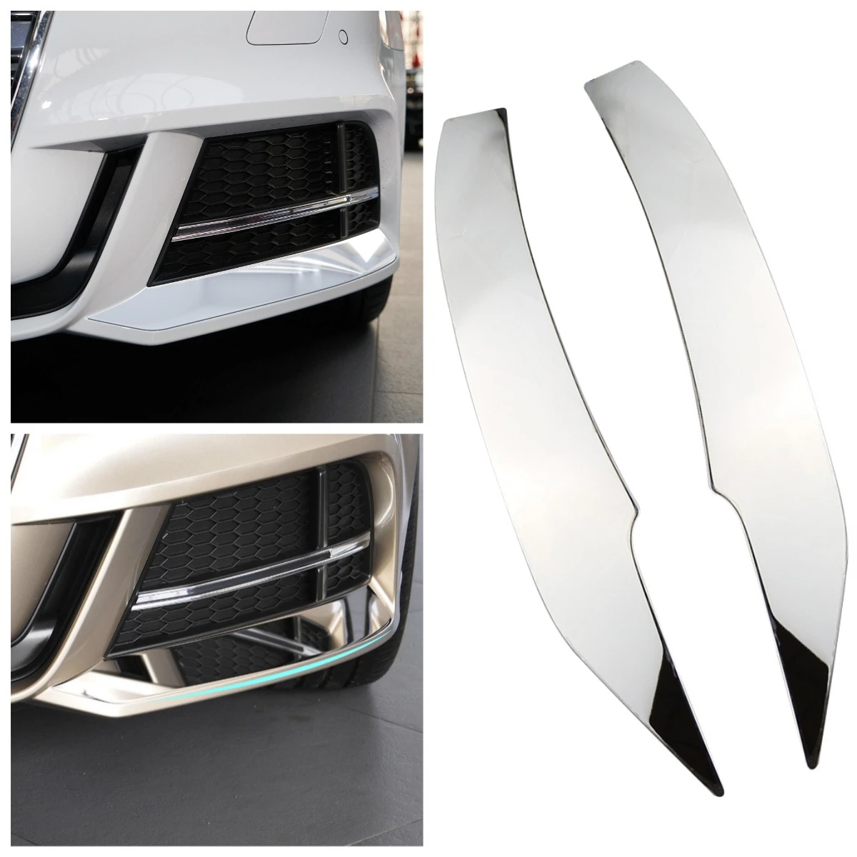 2 Stück/Set Edelstahl Auto Nebelscheinwerfer-Abdeckung Dekorativer Aufkleber für Audi A3 8v 2013-2017 2018 2019 Außenzubehör Image