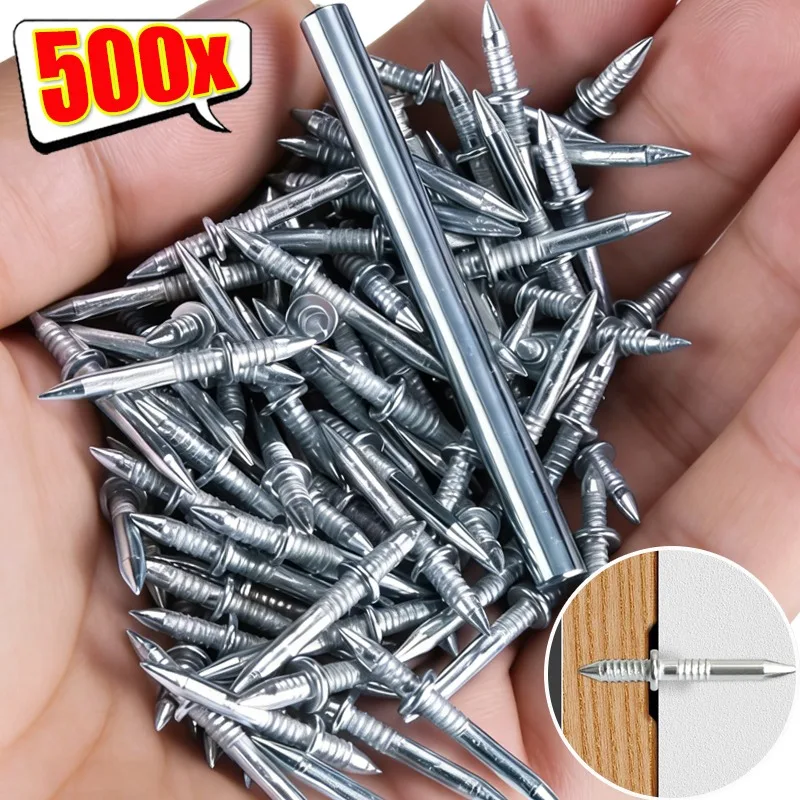 Doppelköpfige Wandnägel aus Metall, robustes Sockelfaden, nahtloser Nagel, rostfrei, Holzbearbeitungsschrauben, Befestigungselemente, Hardware-Werkzeuge Image