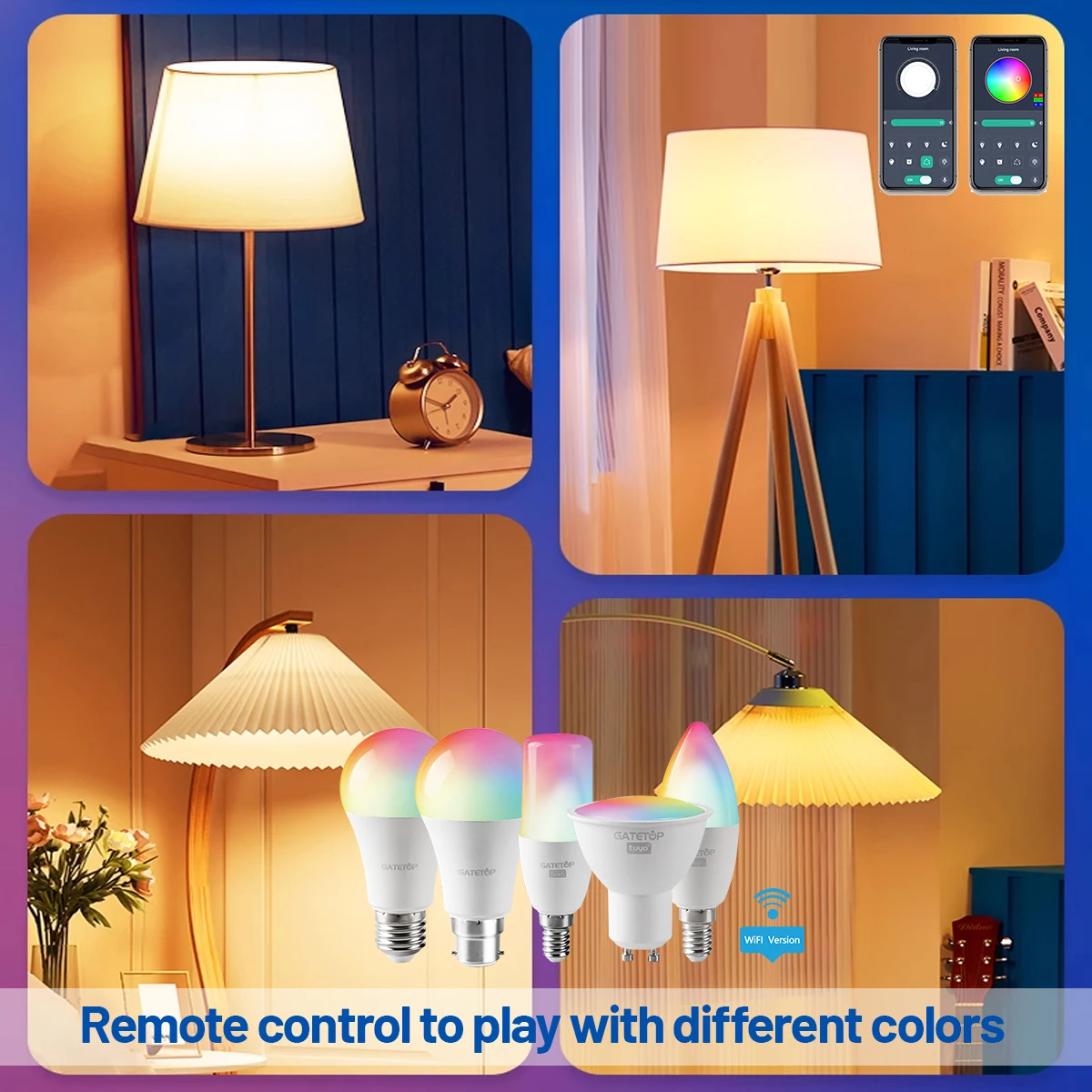 Dimmbare Tuya Rgb Smart Birne Gu10 C37 A60 T37 E14 E27 B22 Licht Wifi Led Magische Lampe AC85V-265V Arbeit mit Alexa Google Hause Image
