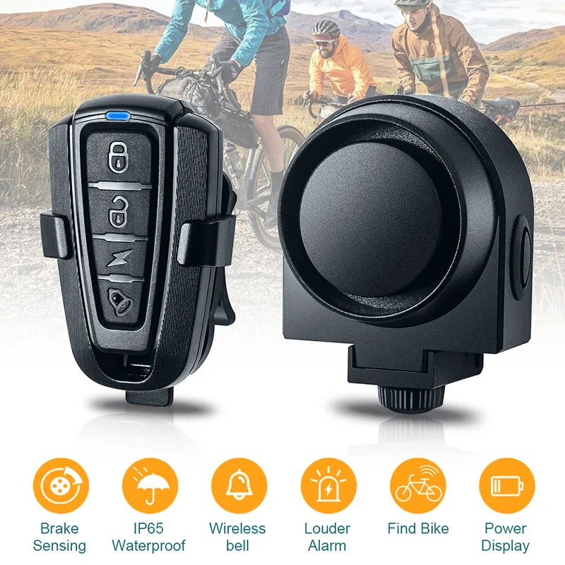 ANTUSI Fahrrad- und Motorrad-Alarmsystem, Vibrations- und Bewegungssensor, wiederaufladbares Mehrzweck-Alarmgerät A2 Image