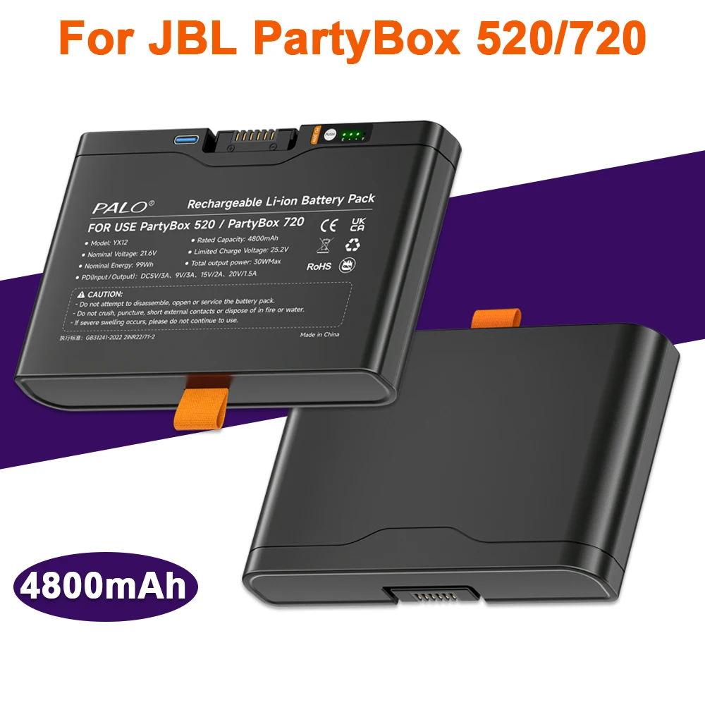 4800mAh Wiederaufladbarer Akku für PartyBox 520/720 Ersatzakku 21,6V Akku für JBL PartyBox Stage 520/720 Tragbarer Lautsprecher Image