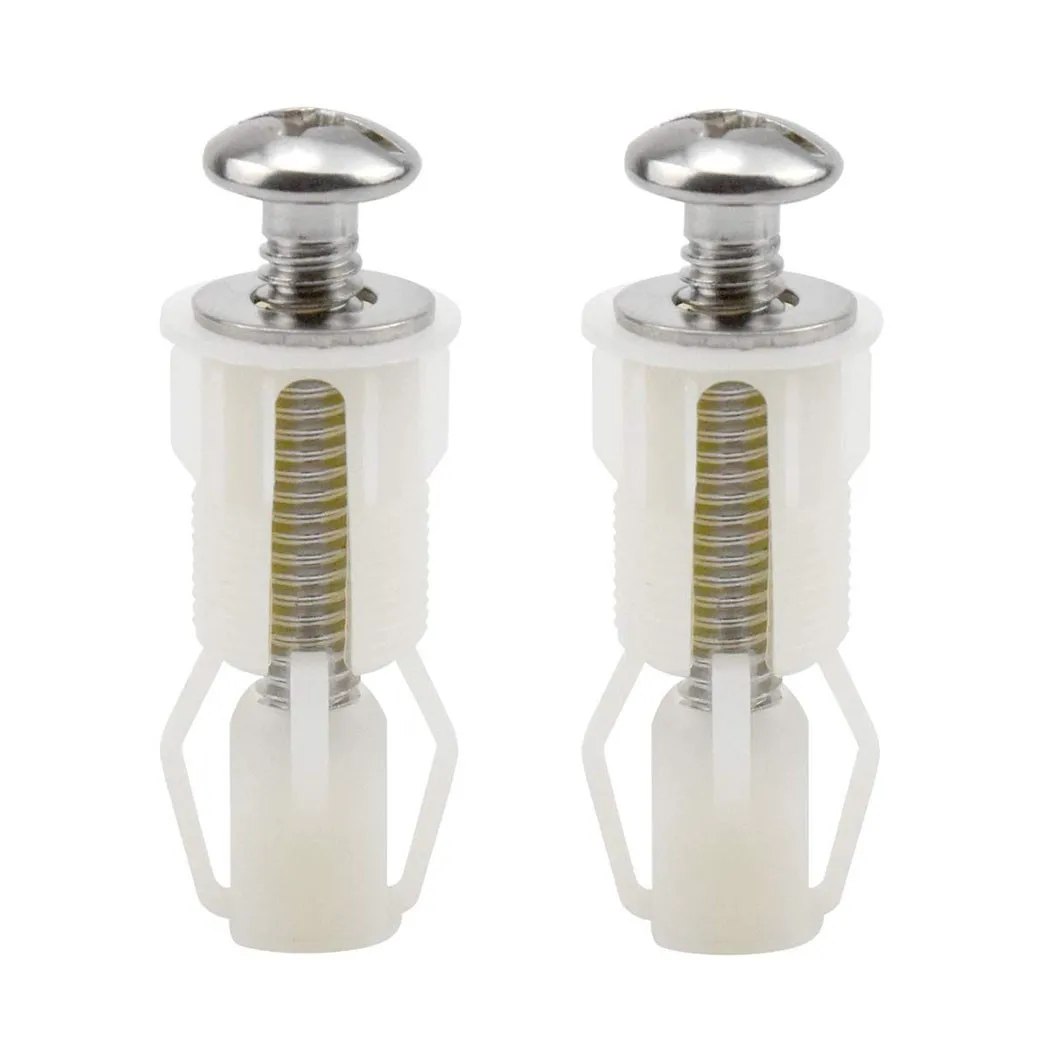 Hochwertige, brandneue WC-Sitzschrauben mit Nylon-Expansionsmutter, Deckelbefestigung, Metallunterlegscheibe, weiße WC-Blindmutter Image