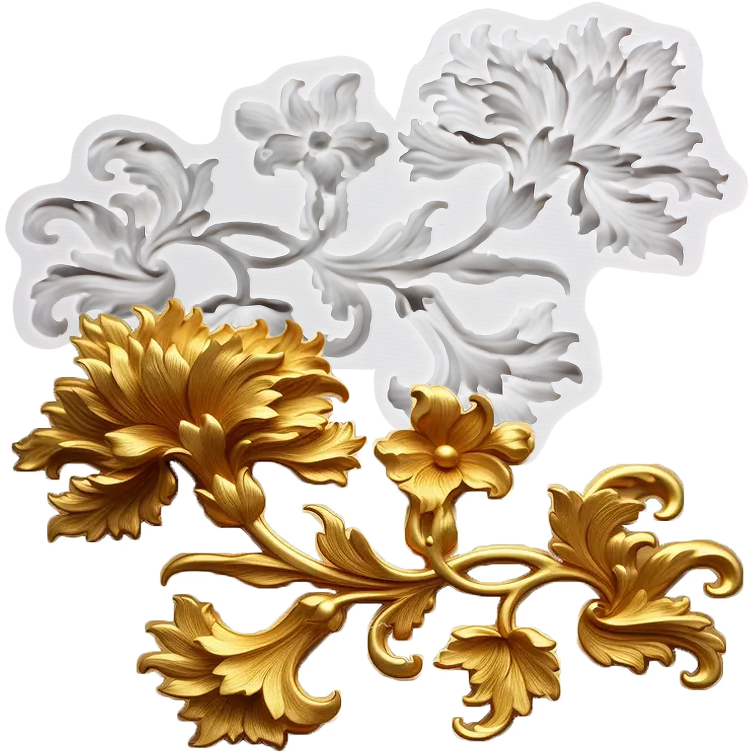 Barock Silikon Formen Relief Scroll Spitze Fondant Kuchen Dekorieren Werkzeuge Cupcake Topper Candy Craft Gum Paste Polymer Clay Image