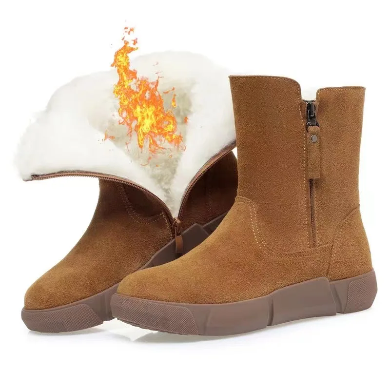 Winterstiefel mit Fellbesatz - Damenschuhe Australien Plüsch Lolita 2025 Damen Schneestiefel Gepolsterte Herbst-Schneestiefel für Frauen