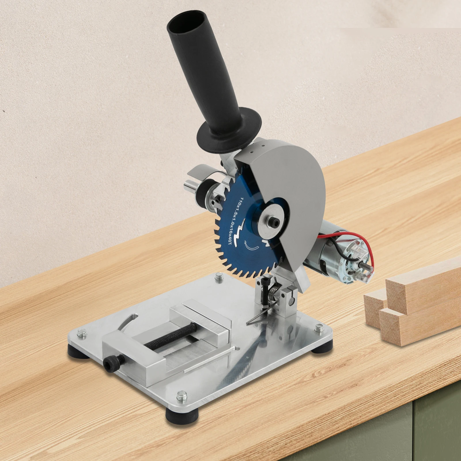 4-Zoll-Mini-Tischkreissäge, tragbare Tischkreissäge, Multifunktions-Mini-Gehrungssäge, manuelle Hacksäge mit 2 Sägeblättern, einstellbarer Winkel Image