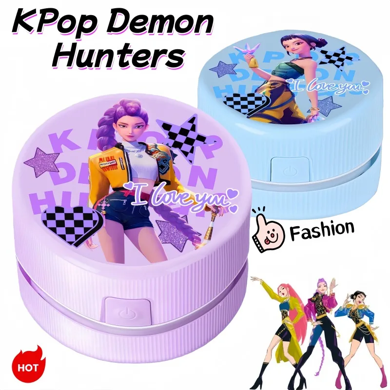 KPop Demon Hunters Kreativer Desktop-Staubsauger, wiederaufladbar über USB, zum Reinigen von Radiergummis, Geschenk zum Studentengeburtstag... Image
