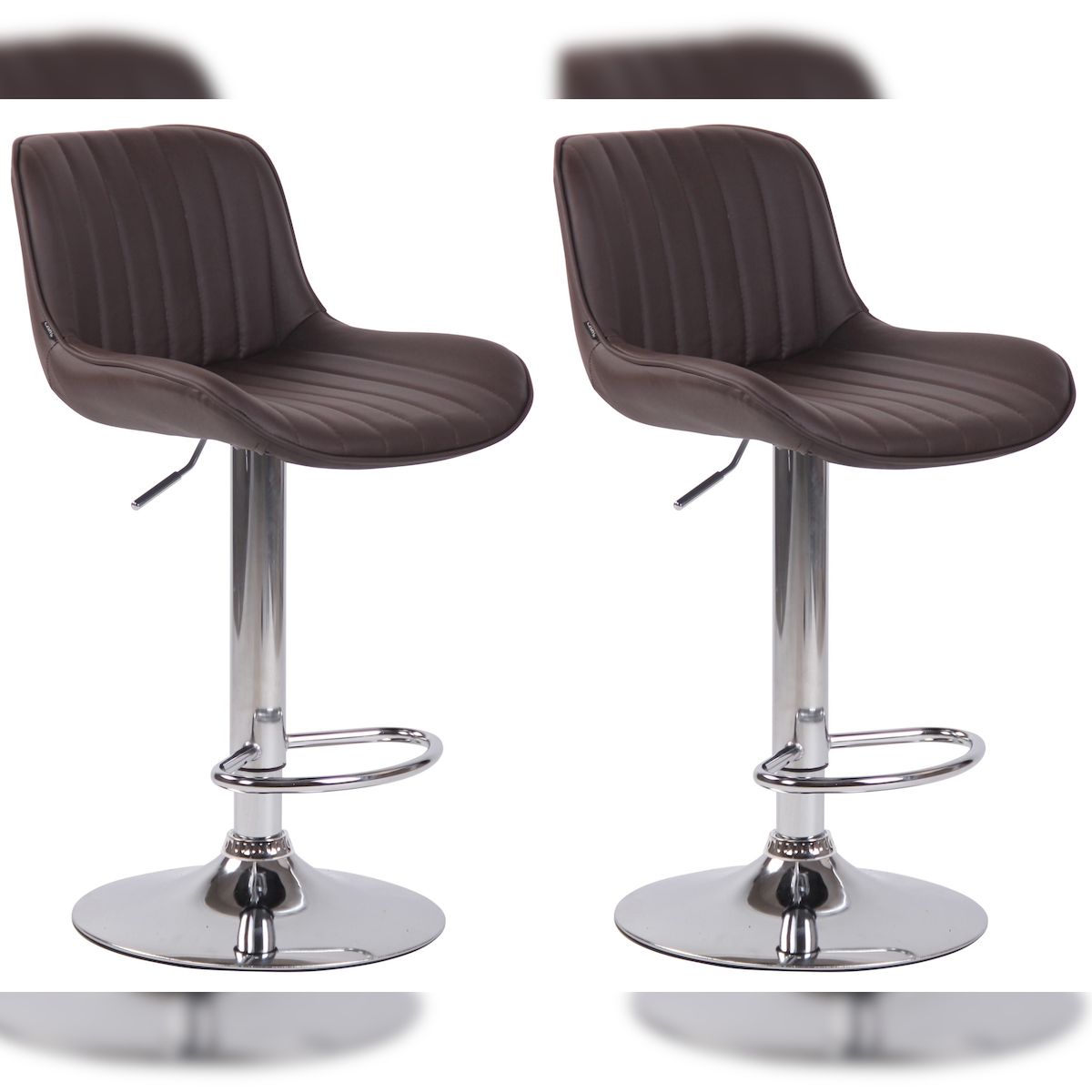Proregal CHEFGASTRO 2er Set Barhocker SAHARA Kunstleder Chrom HxBxT 86x50x50cm Kunstleder Braun Barstuhl Image