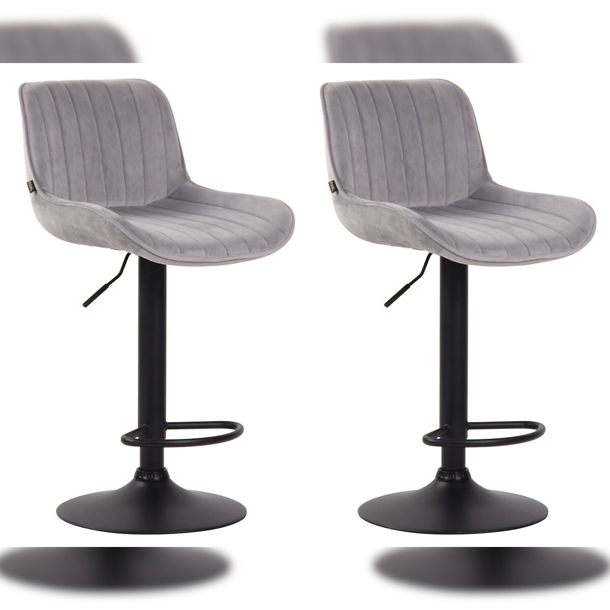 Proregal CHEFGASTRO 2er Set Barhocker SAHARA Samt Schwarz HxBxT 86x50x50cm Samt Grau Barstuhl Image