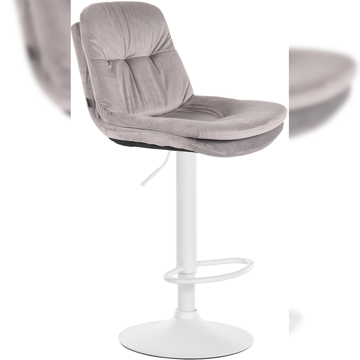 Proregal CHEFGASTRO Barhocker JAVA Samt Weiß HxBxT 94x46x54cm Samt Grau Barstuhl Image