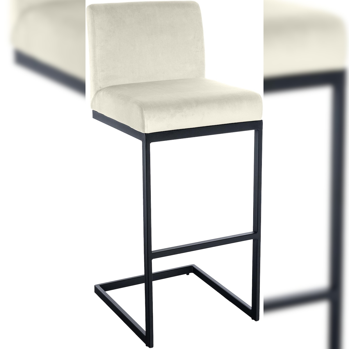 Proregal CHEFGASTRO Barhocker MOOREA Samt Schwarz HxBxT 104x43x53cm Samt Creme Barstuhl Image