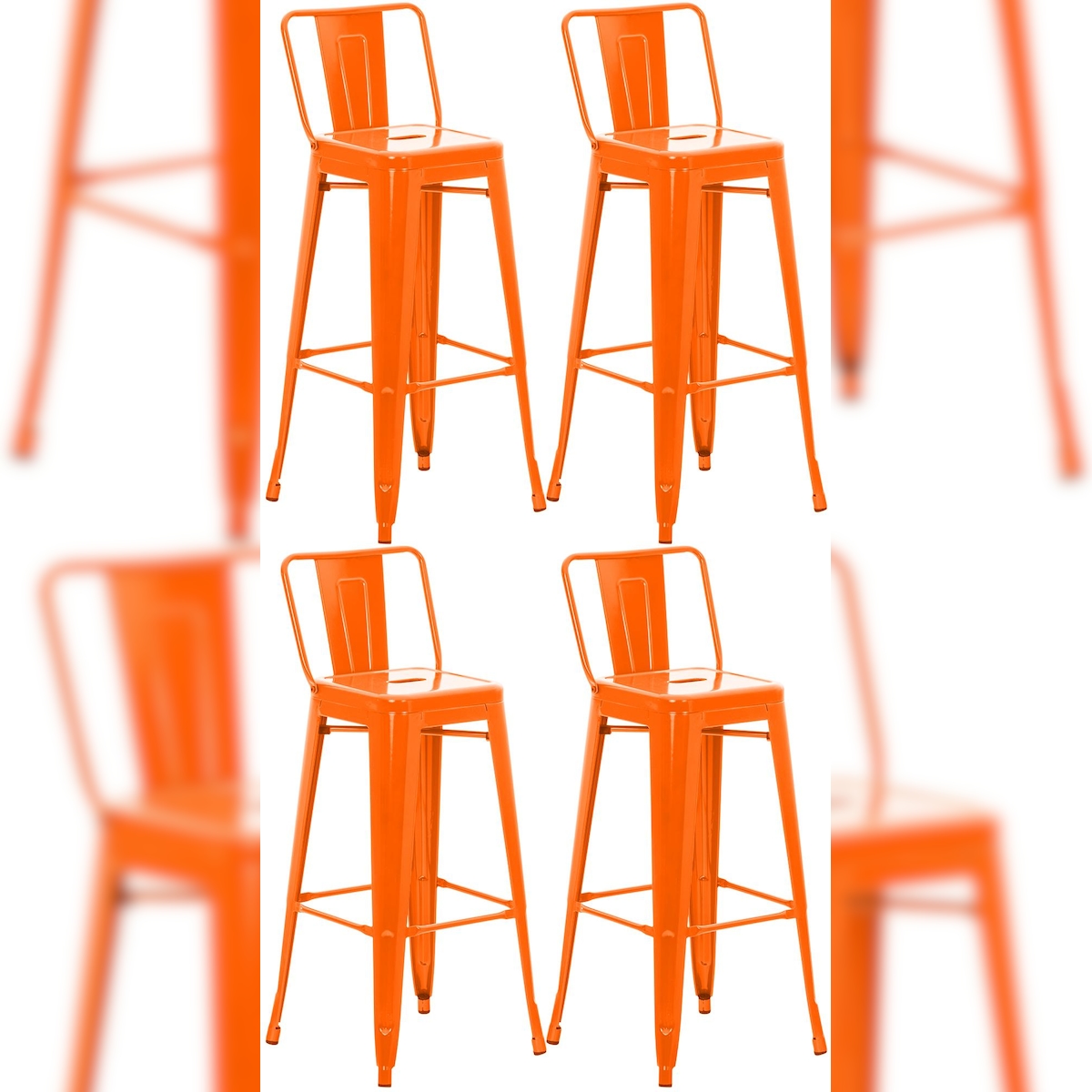 Proregal CHEFGASTRO 4er Set Barhocker ANDES HxBxT 96x44x43cm Metall Orange Barstuhl Image