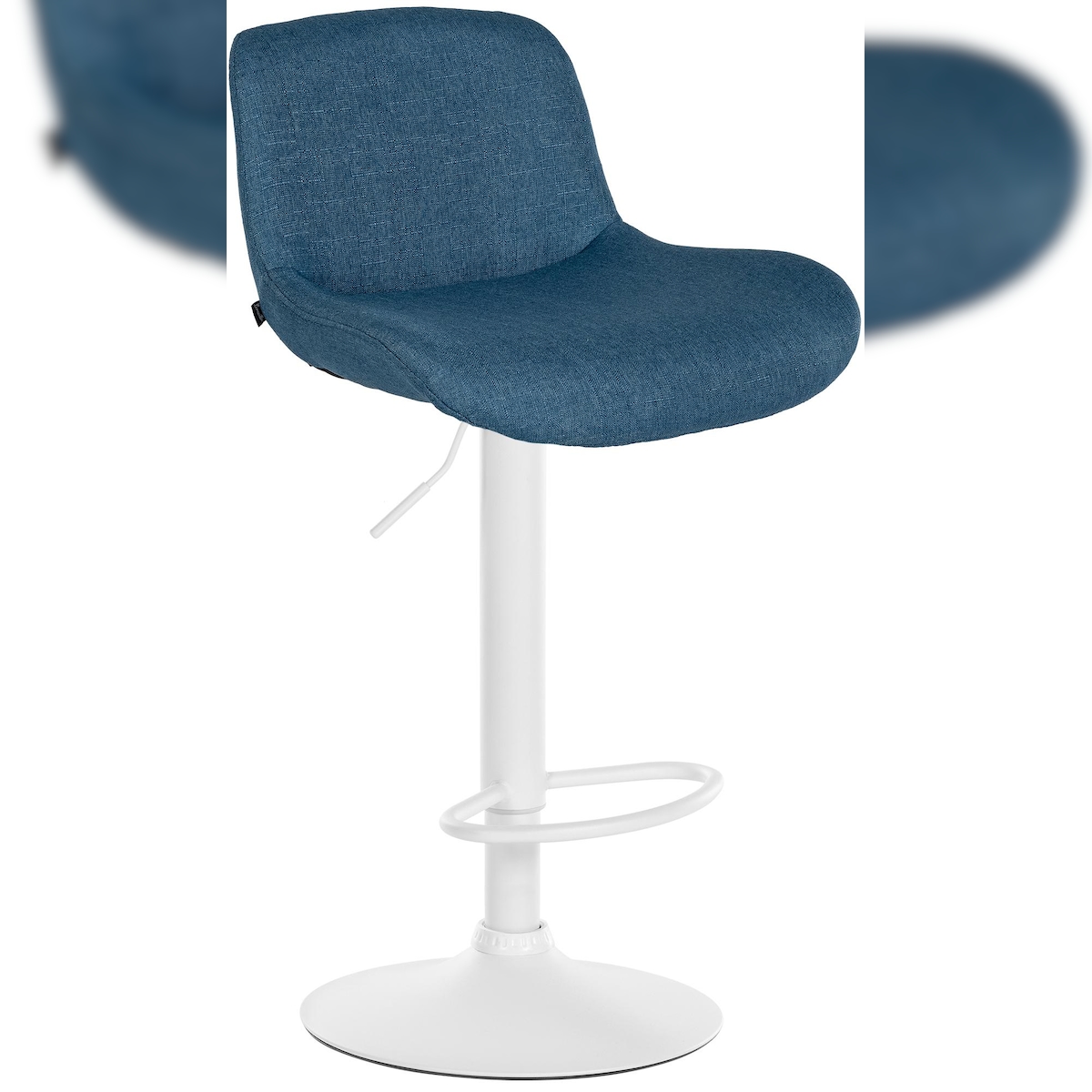 Proregal CHEFGASTRO Barhocker GINZA Weiß Stoff HxBxT 85x50x50cm Blau Barstuhl Image