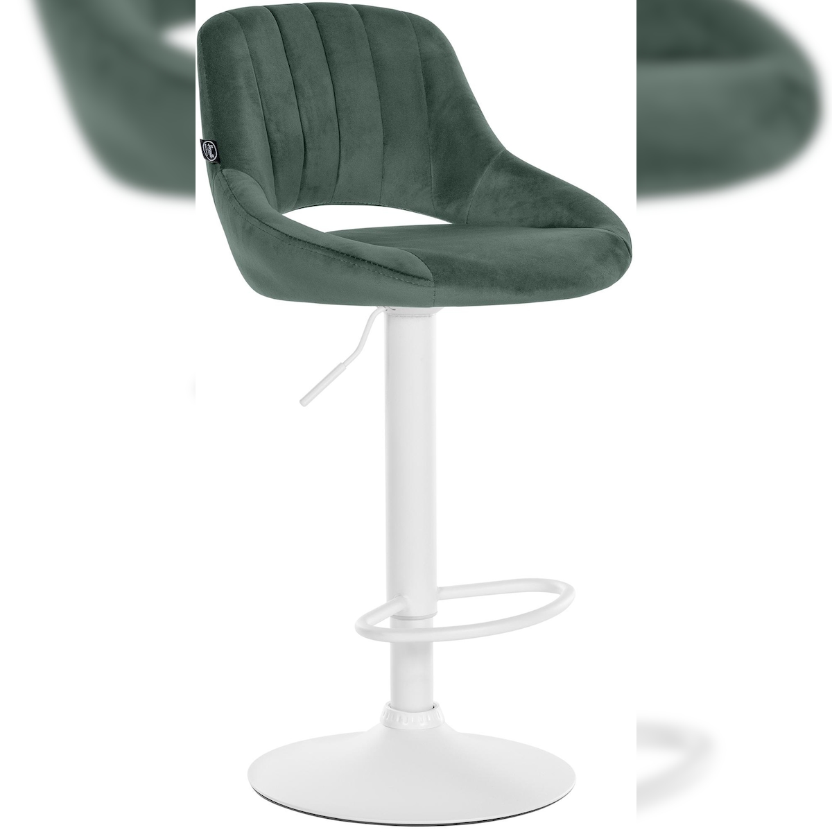 Proregal CHEFGASTRO Barhocker NIAGARA Samt Weiß HxBxT 85x47x48cm Samt Grün Barstuhl Image
