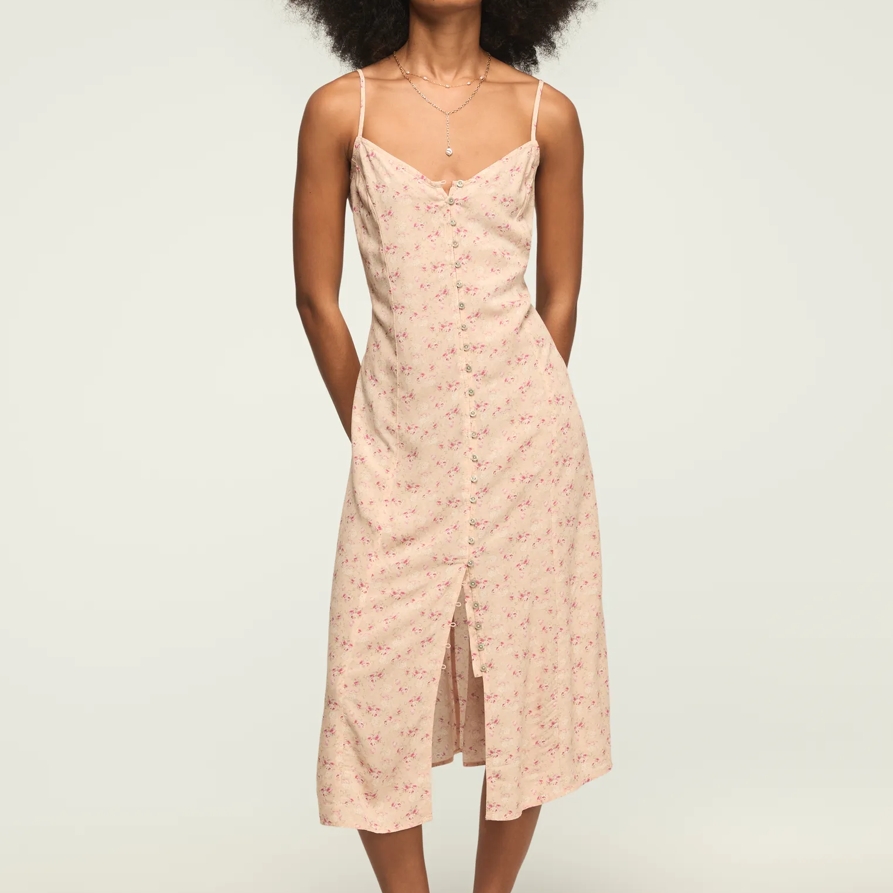 Lucky Brand Festival Printed Simone Slip Dress - Women's Clothing Dresses in Peach Floral, Size XL