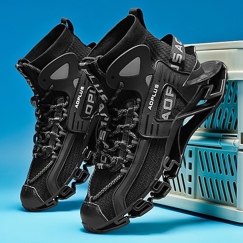 High-Top-Sportschuhe für Herren, atmungsaktives Strickmaterial, stoßdämpfend, perfekt für Outdoor-Aktivitäten und Training Image