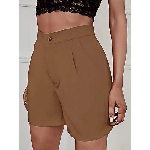 Damen Jogginghose Chinos Shorts Urlaub Mode Streetwear Kurz Hohe Taille Einfach Tasche Bequem Komfort Weich Mikroelastisch Outdoor Straße Schwarz Weiß Rote Braun Sommer Frühling Herbst Normale Image