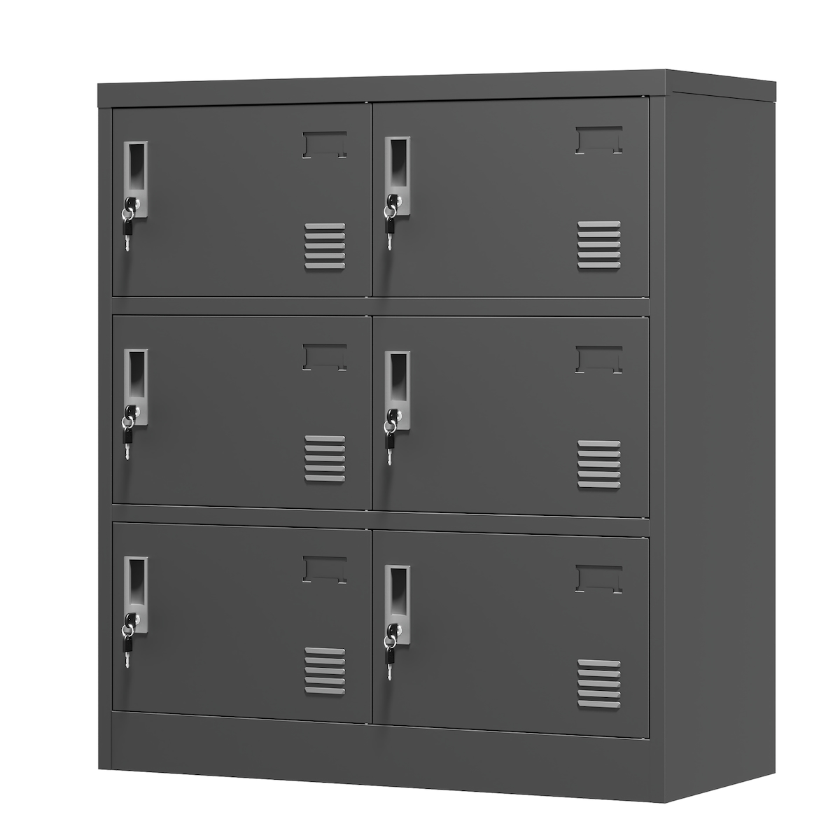 STILVORA Metallschrank Aktenschrank 90x40x100 cm mit 6 Türen und Schlössern, Kartenfächern und Lüftungsschlitzen, Schwarz, stabil und pflegeleicht Image