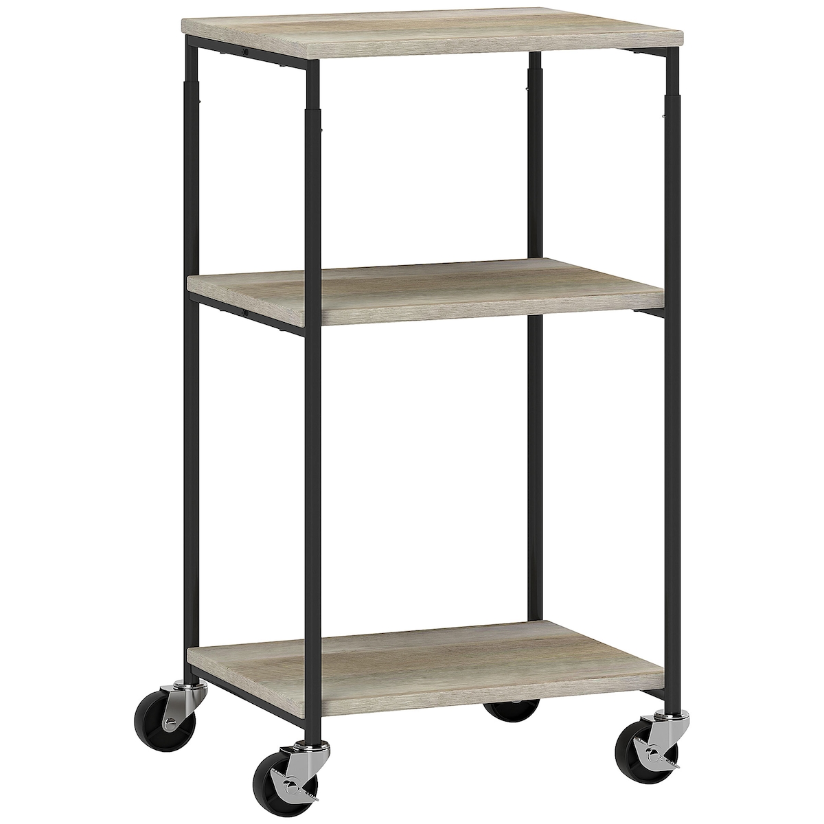 MODFU Druckerwagen Druckertisch 39x35x82 cm mit 3 Ebenen und Rollen, höhenverstellbar, robust, Grau, für Büro und Arbeitszimmer Image