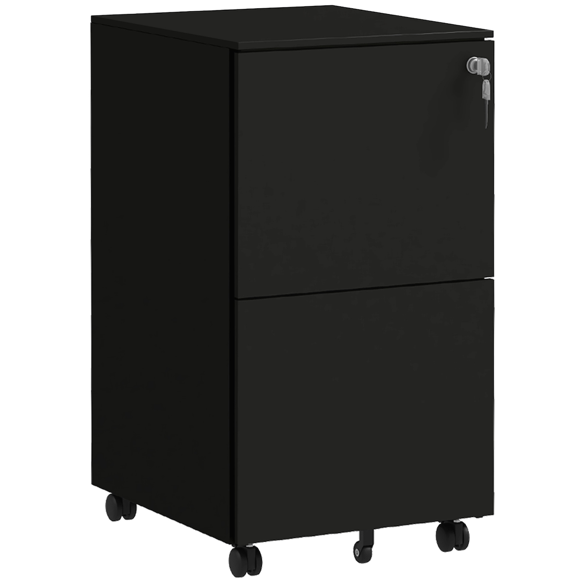STILVORA Rollcontainer Aktenschrank 37x44x68 cm Schwarz mit 2 abschließbaren Schubladen, Hängeregister, Rollen mit Bremsen, Stahl für Büro und Homeoffice Image