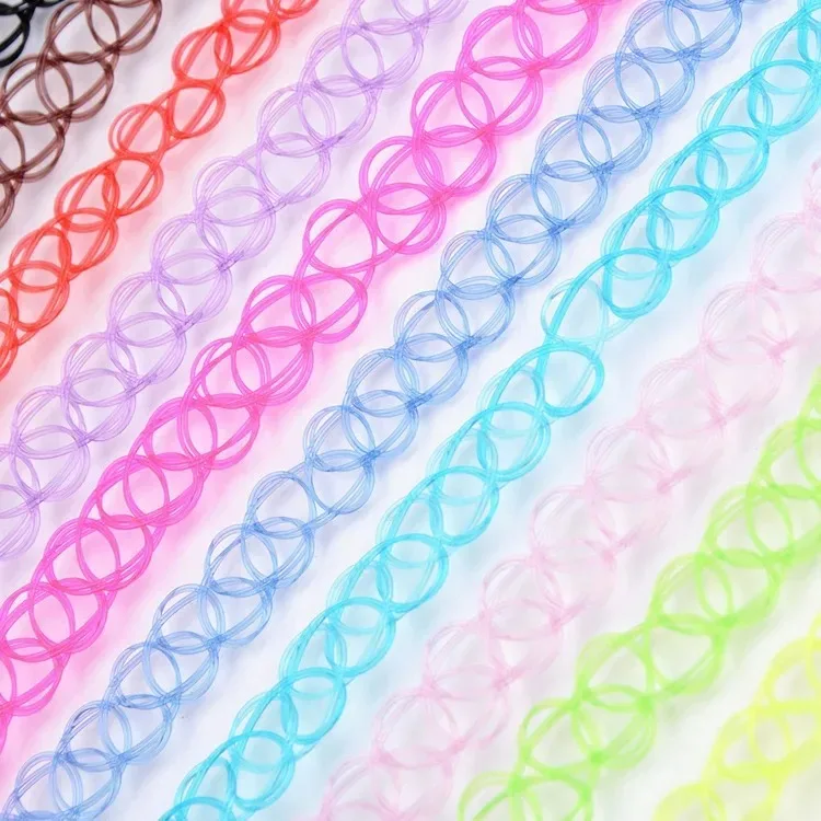 12 pezzi girocollo colorato per tatuaggio collo collana elastica da donna punk tatuaggio girocollo collana elasticizzata gioielli girocolli per ragazze collane