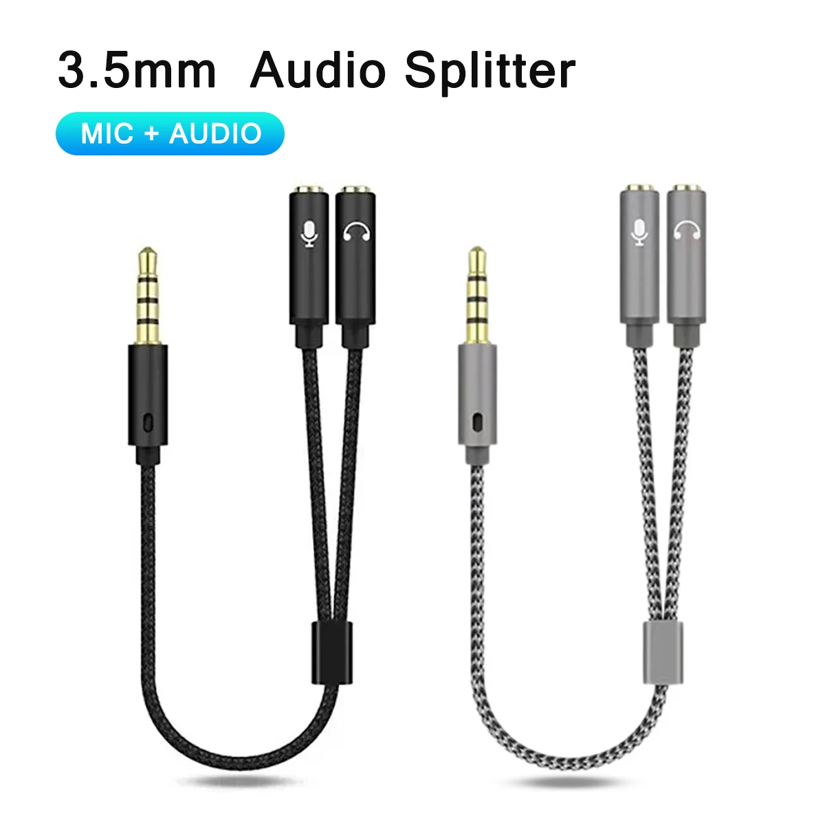 Répartiteur de casque 3.5mm Audio + micro séparateur de casque stéréo Audio 3.5mm 4 pôles Jack Y câble, pour PS4, casque de jeu sur PC, Xbox One