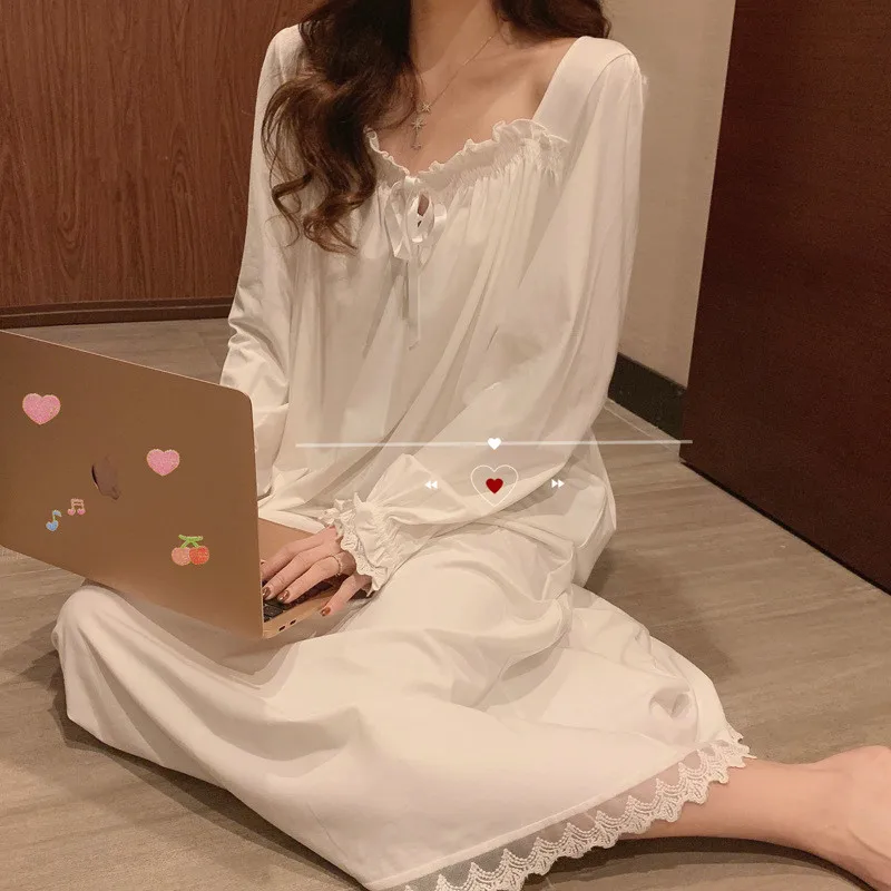 Camicie da Notte Invernali da Donna, Nuove Camicie da Notte in Cotone a Maniche Lunghe, Vestito da Notte Primaverile Estivo, Camicie da Notte Larghe e Comode per Donna