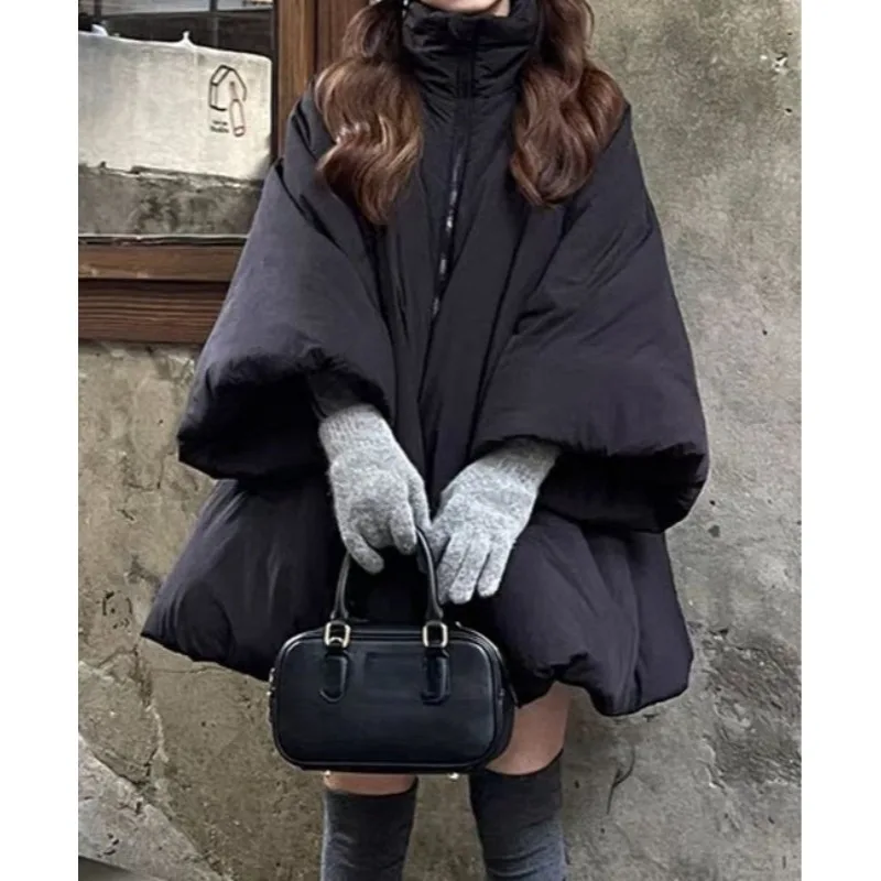 Schal Design Sense Niche A-Linie, lockerer, mit Baumwolle gefütterter Mantel, Hexenumhang, mittellanger Mantel mit großem Rocksaum