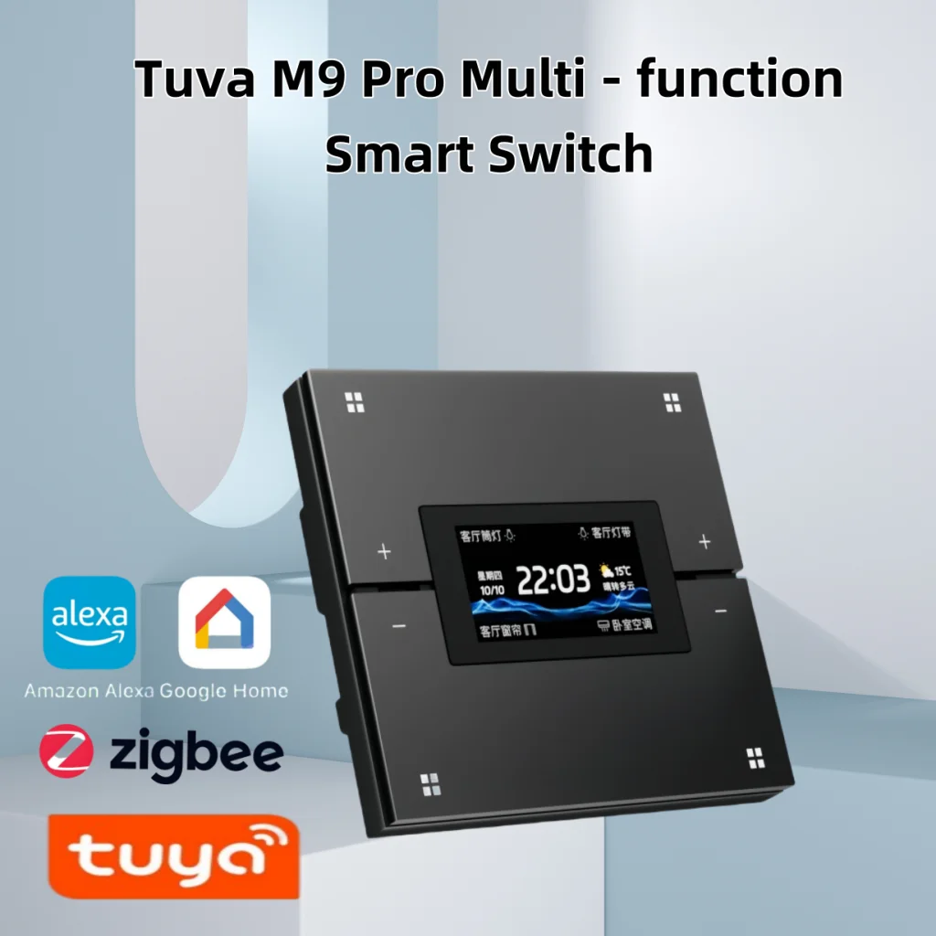 M9Pro Tuya Zigbee Smart Switch, Multifunktionsschalter, automatischer Szenenschalter, Dimmsteuerung, Vorhangsteuerung, Zeitanzeige Image