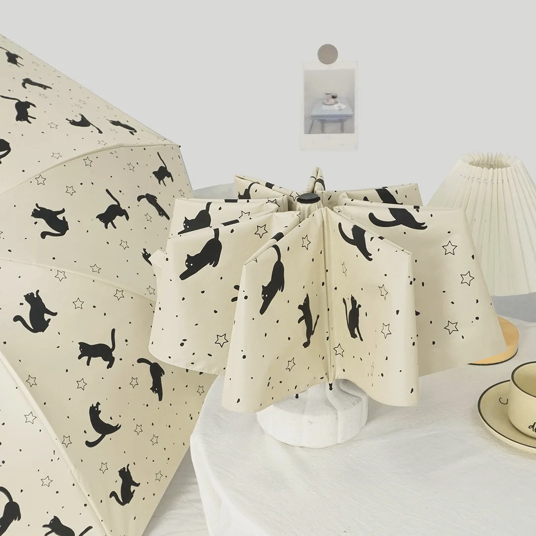 Modischer Regenschirm für Damen, zusammenklappbar, wind- und UV-beständig, für Reisen, Damen-Sonnenschutz, Sonnenschutz, winddicht und Sonnenschutz, Gi Image